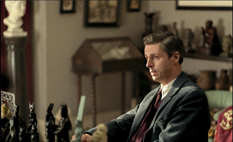 This image provided by Sony Pictures Classics shows Matthew Goode as C.S. Lewis in a scene from "Freud's Last Session." (Sony Pictures Classics via AP)