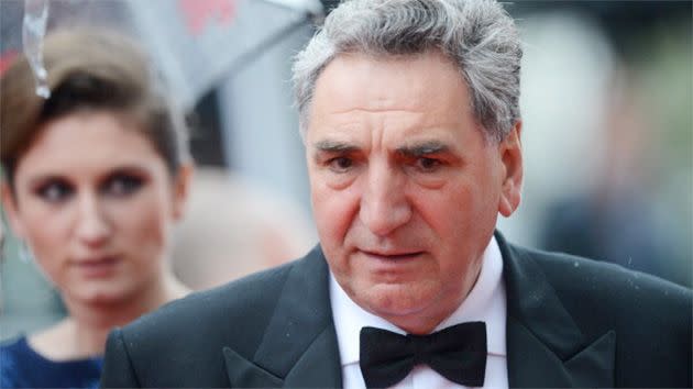 Jim Carter in a (slightly) more jovial mood at the BAFTAs. Photo: Getty.