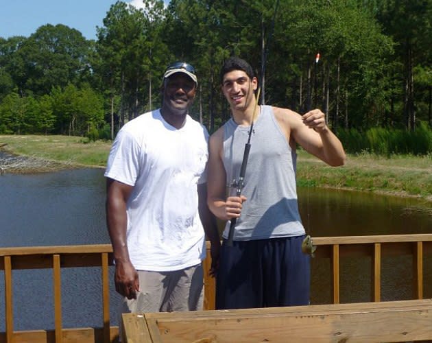 Karl Malone took Enes Kanter fishing, helped him catch his first