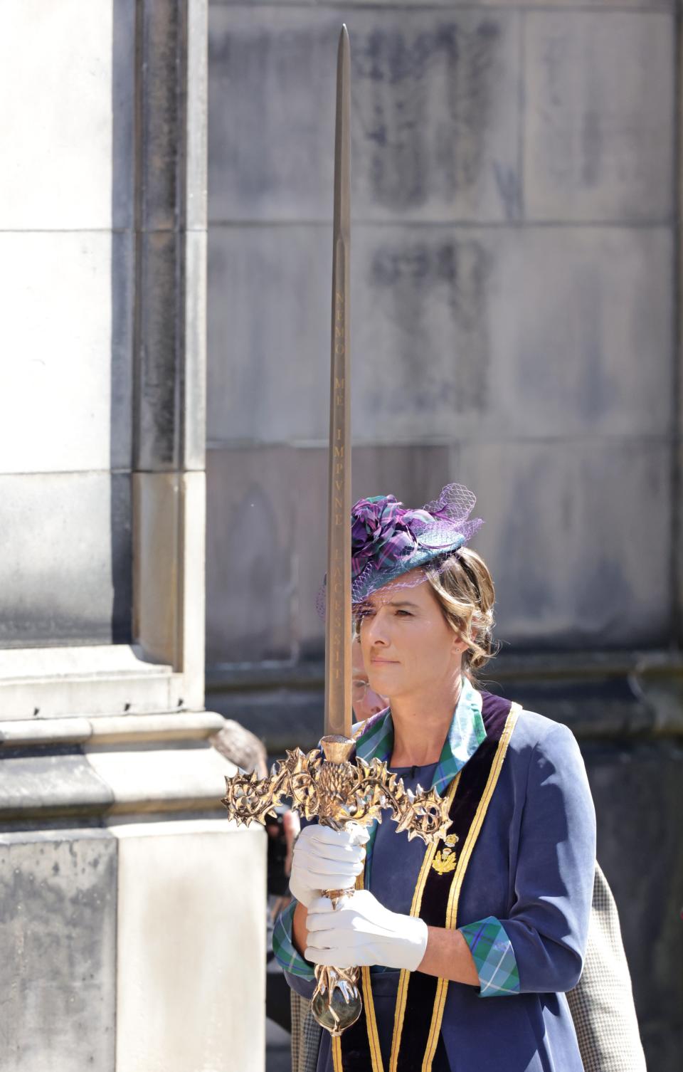 The Elizabeth Sword, designed by former ormond pursuivant of arms Mark Dennis, carried by Olympic rower Dame Katherine Grainger (Chris Jackson/Getty Images)