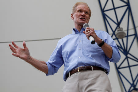 FILE PHOTO: Senator Bill Nelson (D-FL) speaks in West Palm Beach, Florida, U.S., November 3, 2018. REUTERS/Shannon Stapleton