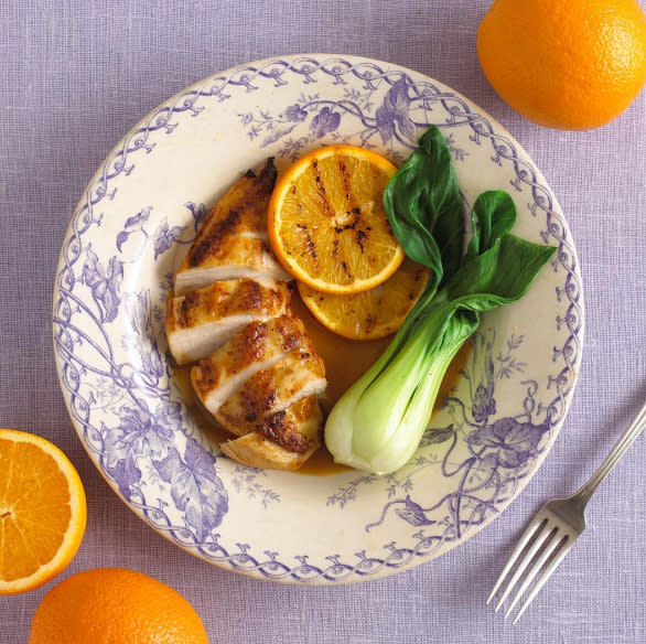 Marinaded chicken breast with orange soy sauce