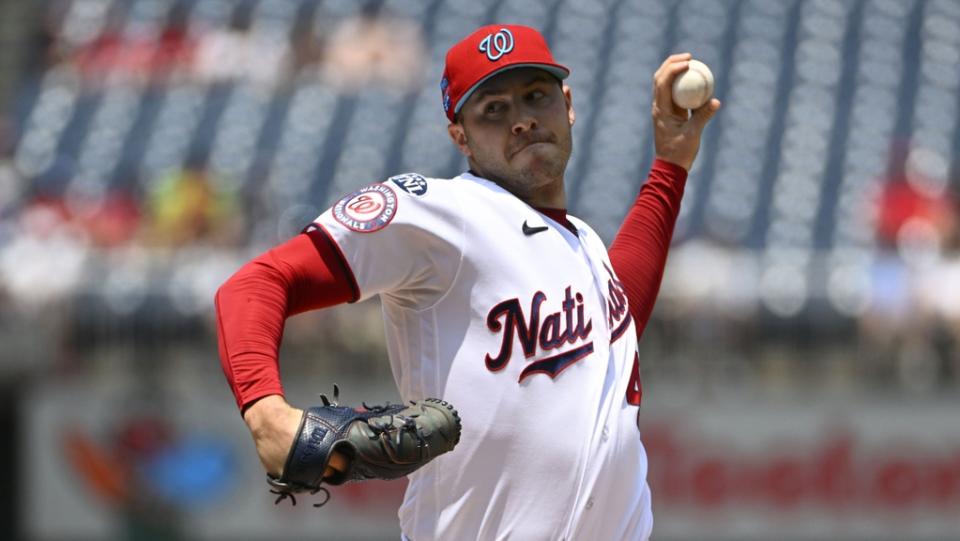 Jun 18, 2023; Washington, District of Columbia, USA; Washington Nationals starting pitcher Patrick Corbin (46) throws to the Miami Marlins during the first inning at Nationals Park.