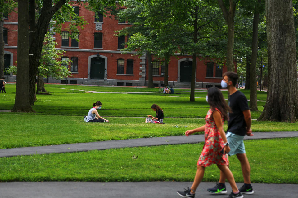 Harvard students are enjoying the summer at Harvard University premises in Cambridge, MA, July 08, 2020. (Photo by Anik Rahman/NurPhoto via Getty Images)