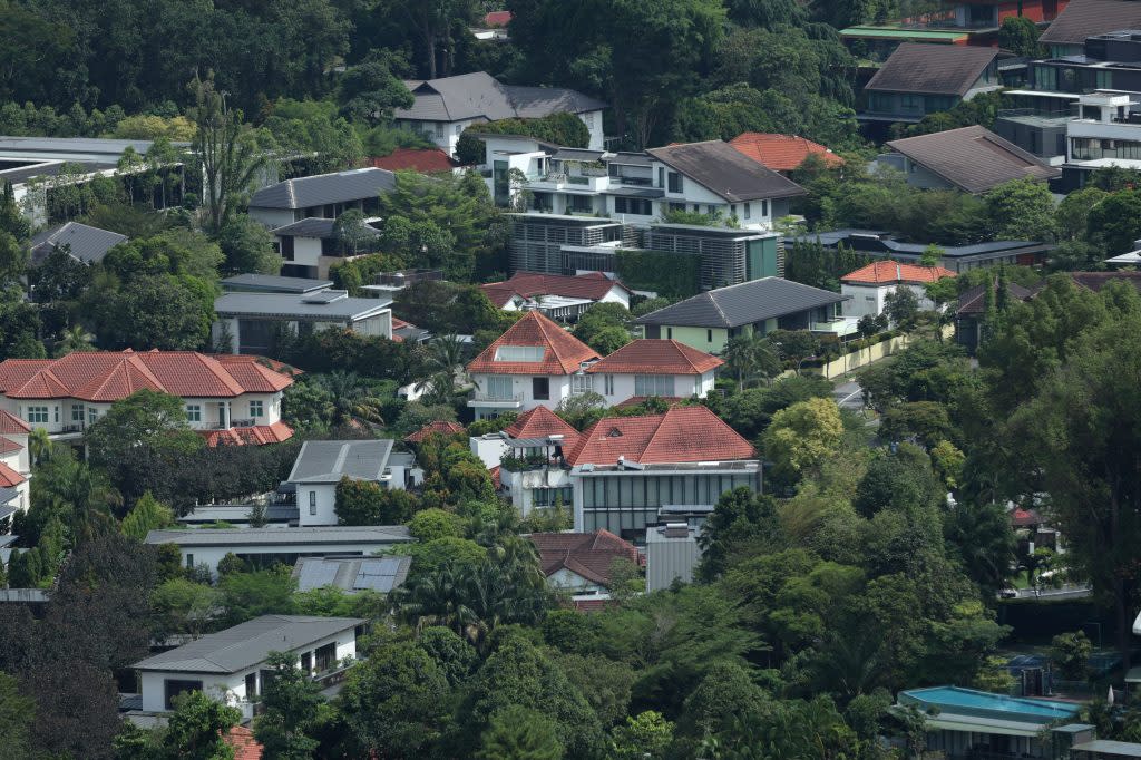 Good class bungalows at Ridout Park in Singapore, on Saturday, April 29, 2023. Singapore is raising taxes on property purchases to cool its red-hot housing market, amid mounting concern that an influx of wealth into the city-state is hurting affordability for locals and its competitiveness as a financial hub. Photographer: Lionel Ng/Bloomberg via Getty Images