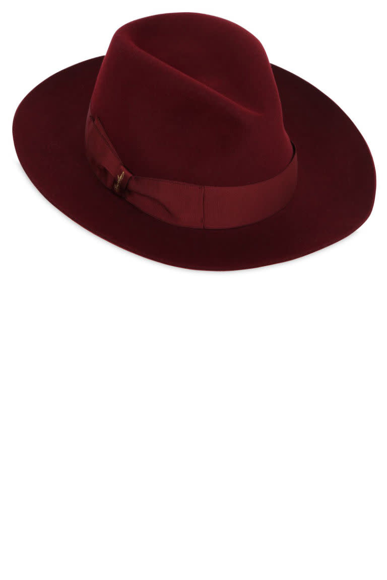 <p><strong>Borsalino</strong> hat, $300, <a rel="nofollow noopener" href="http://www.luisaviaroma.com/borsalino/women/hats/64I-G7N007/lang_EN/colorid_MDc2MQ2?SubLine=accessories&CategoryId=53" target="_blank" data-ylk="slk:luisaviaroma.com;elm:context_link;itc:0;sec:content-canvas" class="link ">luisaviaroma.com</a>. </p>