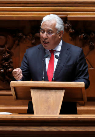 Portugal's Prime Minister Antonio Costa delivers a speech during the debate of a motion of censure at the parliament in Lisbon, Portugal February 20, 2019. REUTERS/Rafael Marchante