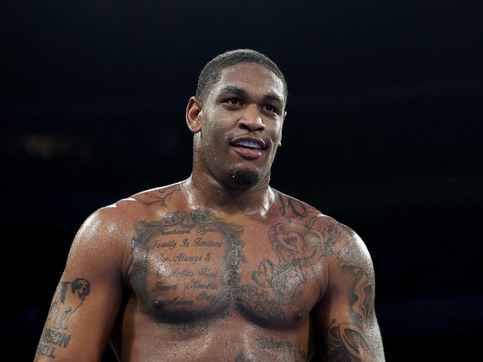 Jared Anderson celebrates his TKO of George Arias in April 2023 (Photos by Getty)