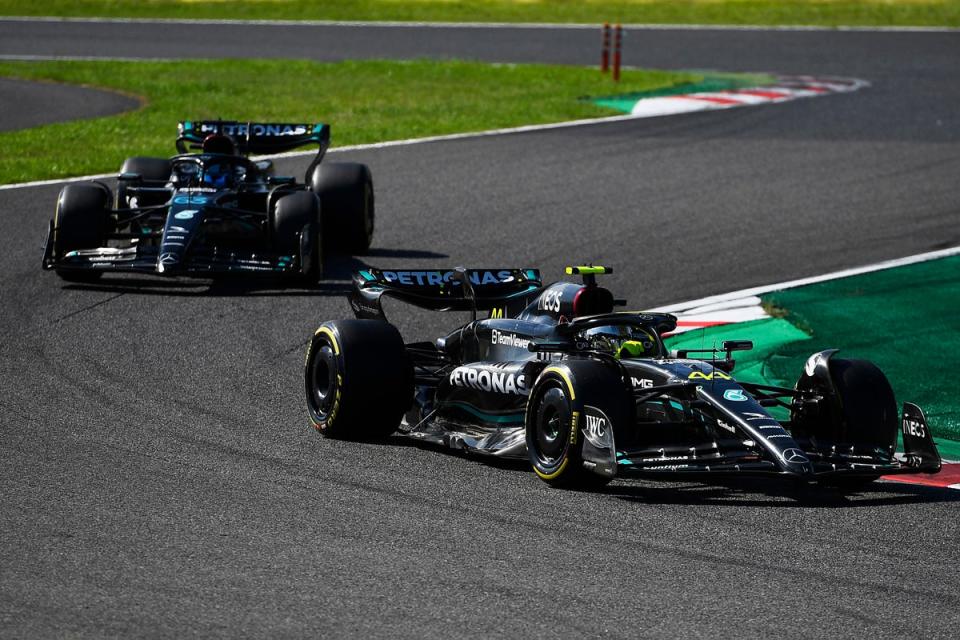 Lewis Hamilton and George Russell battled on track during Sunday’s race in Japan (Getty Images)