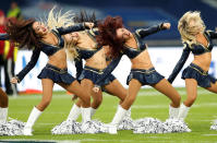 <p>The Rams cheerleaders perform during the game between the Los Angeles Rams and the Arizona Cardinals. (Photo by Tim Williams/Action Plus via Getty Images) </p>