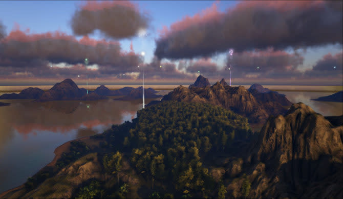 A Procedurally Generated map in ARK: Survival Evolved.