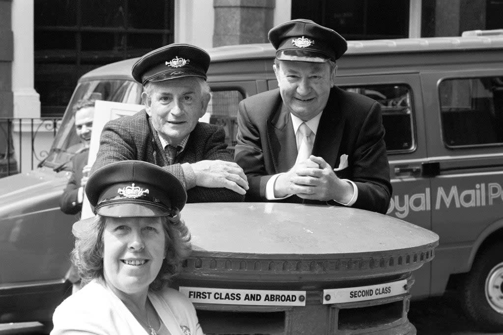 Stars of BBC comedy Last of the Summer Wine’, Robert Fyfe (l), Peter Sallis (r) and Kathy Staff (PA) (PA Archive)