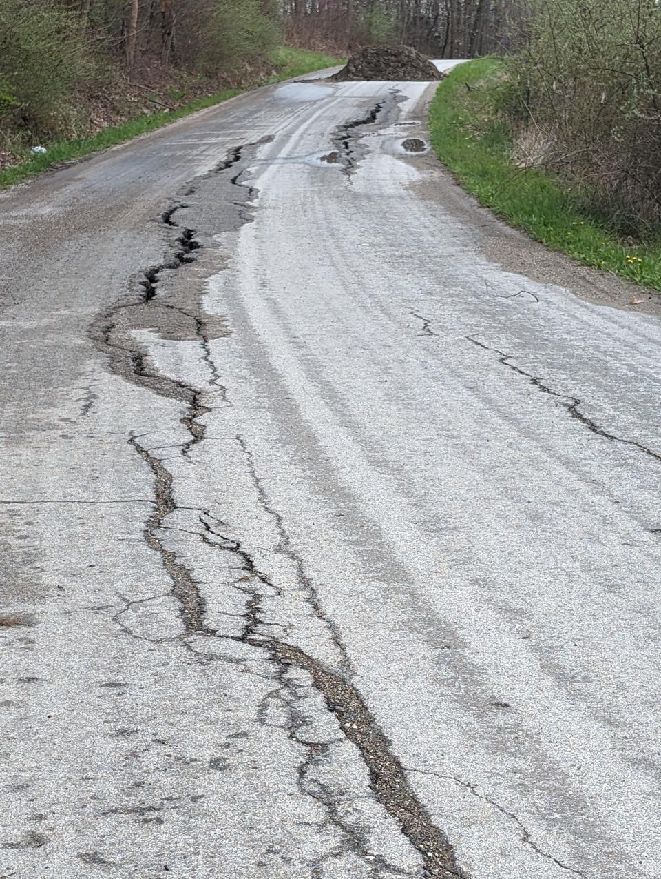 Rose Hill Road is the worst of 22 slips that occurred in Guernsey County due to the heavy April rains. Rose Hill is closed until further notice.
