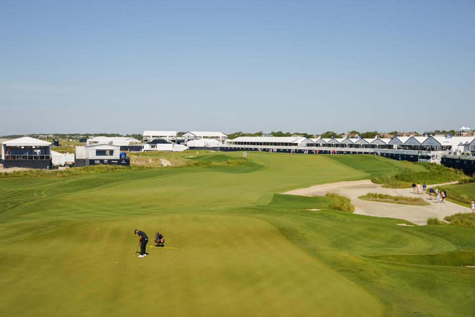 Brooks Koepka gets in some practice at Kiawah. (Darren Carroll/PGA of America via Getty Images)