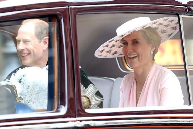 <p>Chris Jackson/Getty Images</p> Prince Edward and Sophie, the Duchess of Edinburgh depart the Thistle Service at St Giles’ Cathedral on July 3, 2024 in Edinburgh, Scotland.