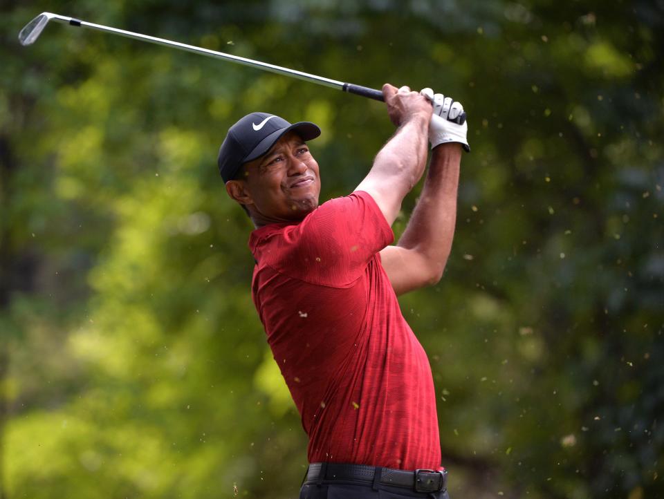 Tiger Woods hits a tee shot during the WGC Mexico Championship in 2019. His first golf-course design, El Cardonal on the Baja Peninsula, will be the venue for the World Wide Technology Championship Nov. 2-5.