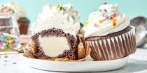 <p>These cupcakes take a little while to make (mostly because they need to freeze), but once they're ready to go, you'll be delighted. </p><p><strong><a href="https://www.delish.com/cooking/recipe-ideas/a20065535/ice-cream-stuffed-cupcakes-recipe/" rel="nofollow noopener" target="_blank" data-ylk="slk:Get the recipe at Delish.;elm:context_link;itc:0;sec:content-canvas" class="link ">Get the recipe at Delish.</a></strong></p>