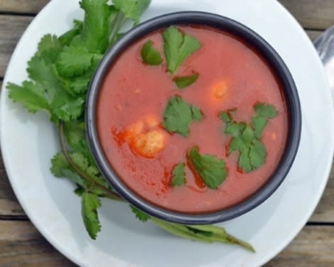 Spicy Tomato Soup with Chicken Meatballs