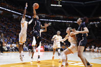 South Carolina guard Zia Cooke (1) shoots past Tennessee forward Rickea Jackson (2) during the second half of an NCAA college basketball game, Thursday, Feb. 23, 2023, in Knoxville, Tenn. (AP Photo/Wade Payne)