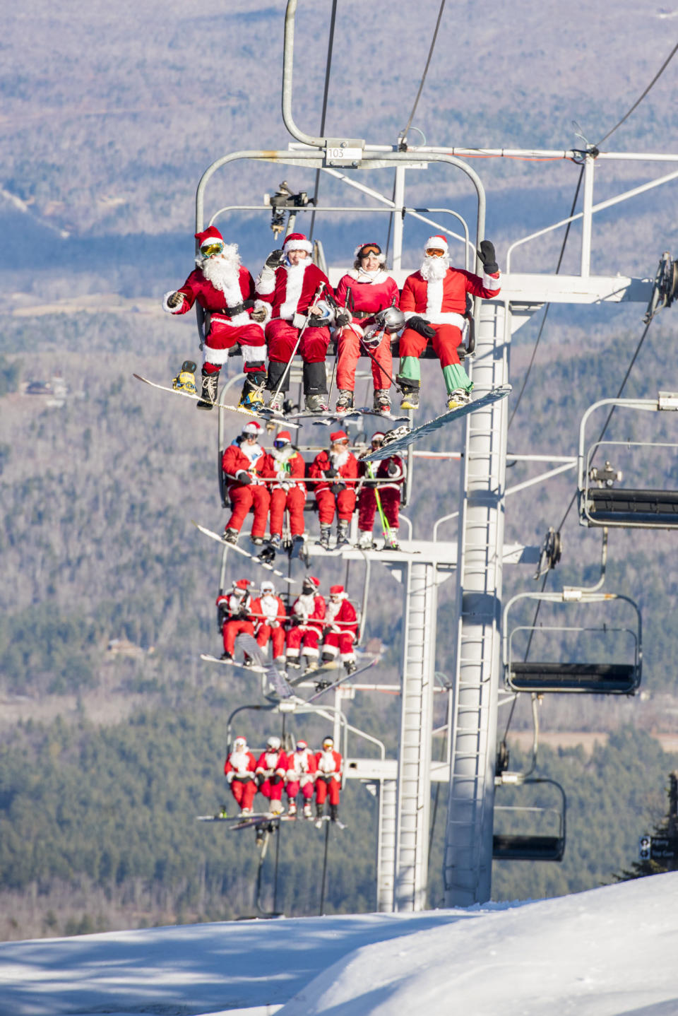 Participants were required to wear red Santa suits, hats and beards.