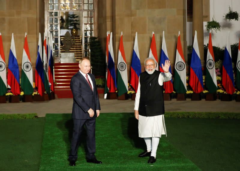 Russia's President Putin meets with India's PM Modi, in New Delhi