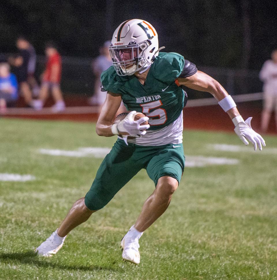 Hopkinton High School senior Sam Pantera makes a move against Wayland, Sept. 8, 2023.