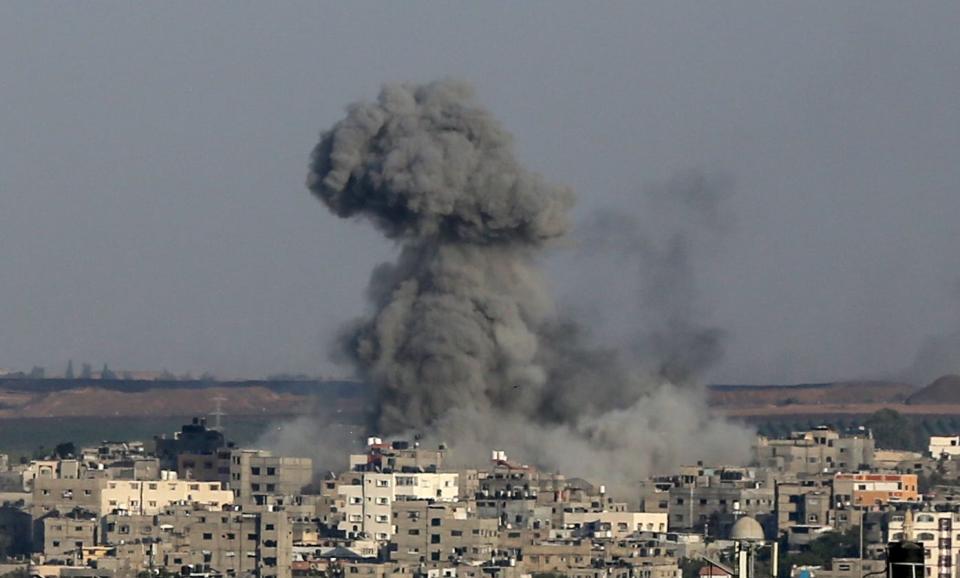 Smoke billows from Israeli airstrike in Gaza