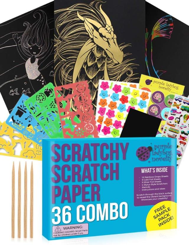 Purple Ladybug Novel Purple Ladybug Scratch Paper Art Set for Kids Variety  Pack With 36 Full
