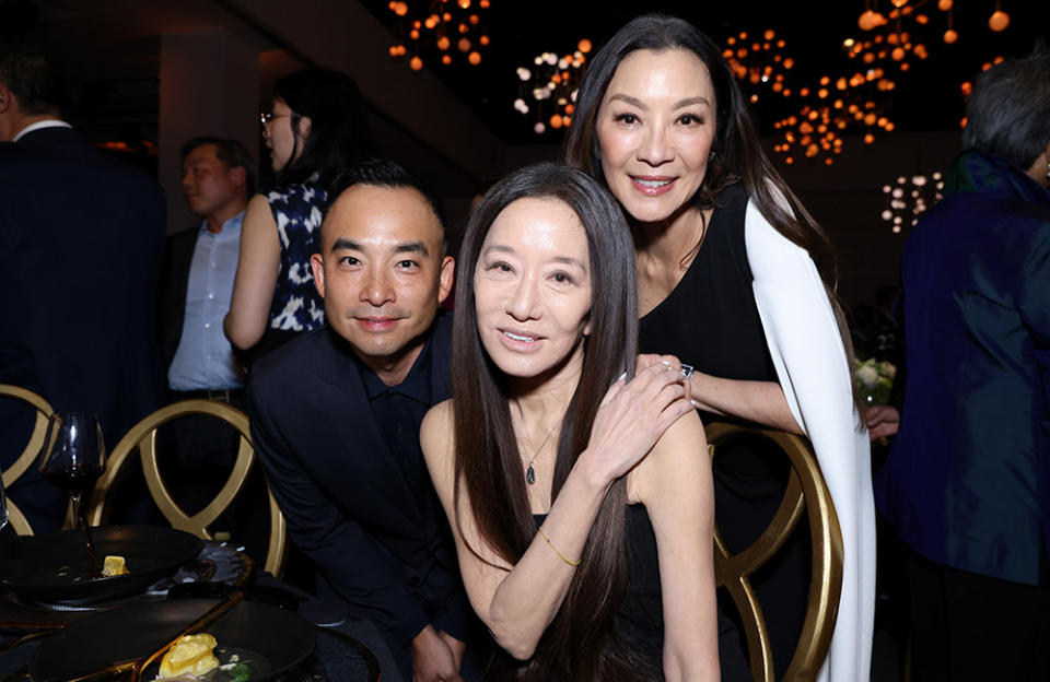 Melvin Mar, Vera Wang and Michelle Yeoh attend the TAAF Heritage Heroes Awards Dinner at The Glasshouse on May 05, 2023 in New York City.