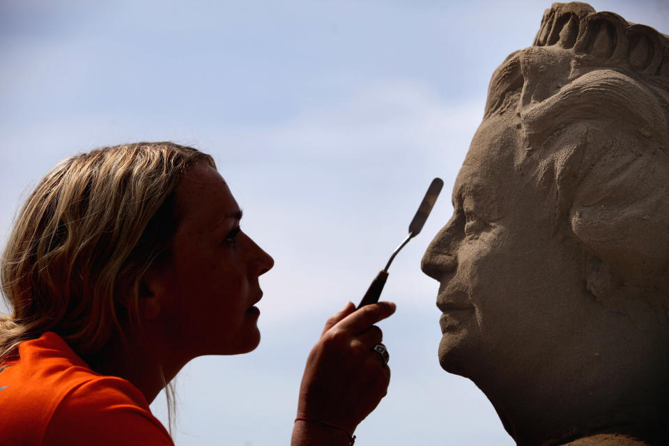 Artists Put The Finishing Touches To The Weston Super Mare Sand Sculptures