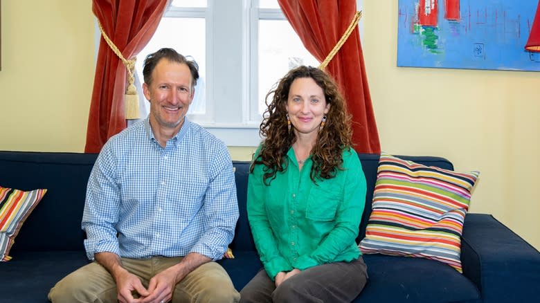 Megan and Scott Reamer on couch