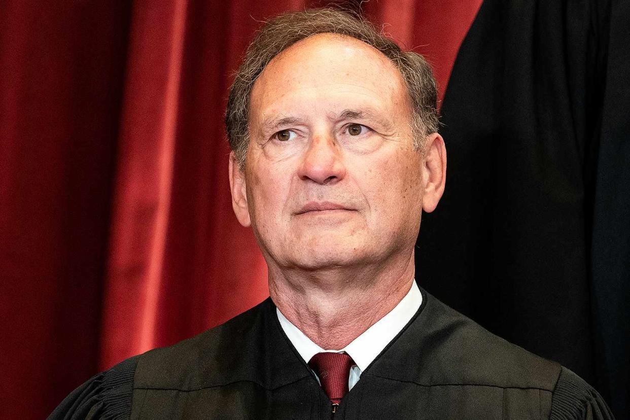 Associate Justice Samuel Alito sits during a group photo of the Justices at the Supreme Court in Washington, DC on April 23, 2021