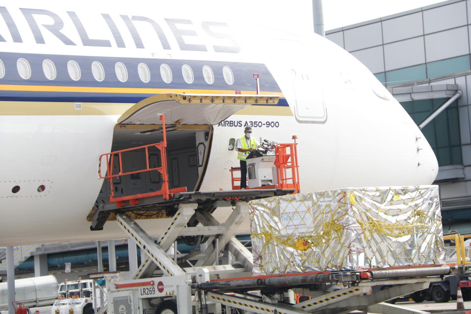Cargo transportation at Changi Airport. (PHOTO: Singapore Airlines)