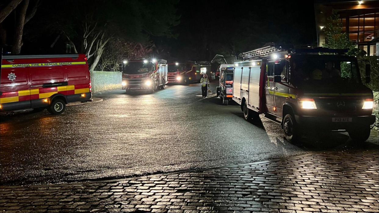 Fire engines by the side of Derwentwater