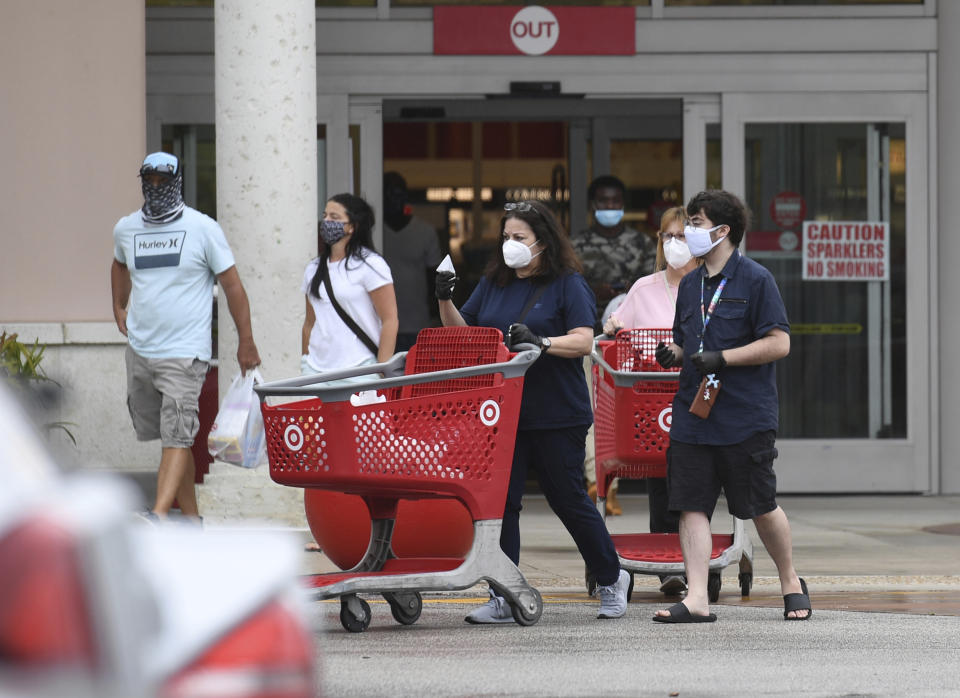 CORAL SPRINGS, FL - MAY 15: People are seen shopping at Target as Home Depot, Target and Walmart Face High Expectations on Earnings during the Coronavirus COVID-19 pandemic on May 15, 2020 in Coral Springs, Florida. Credit: mpi04/MediaPunch /IPX