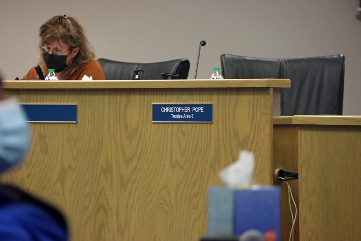 Visalia Unified Trustee Christopher Pope resigned during Tuesday's school board meeting after he made "negative sexual orientation based comments" this summer toward a Golden West High School teacher.