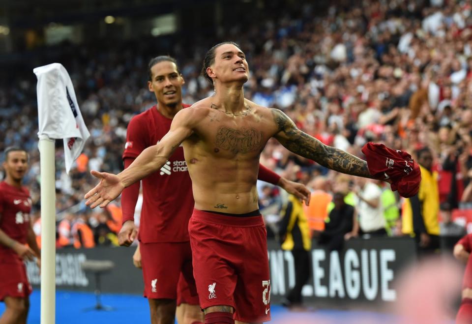 Darwin Nunez scored the final goal in Liverpool’s win (Liverpool FC via Getty Images)