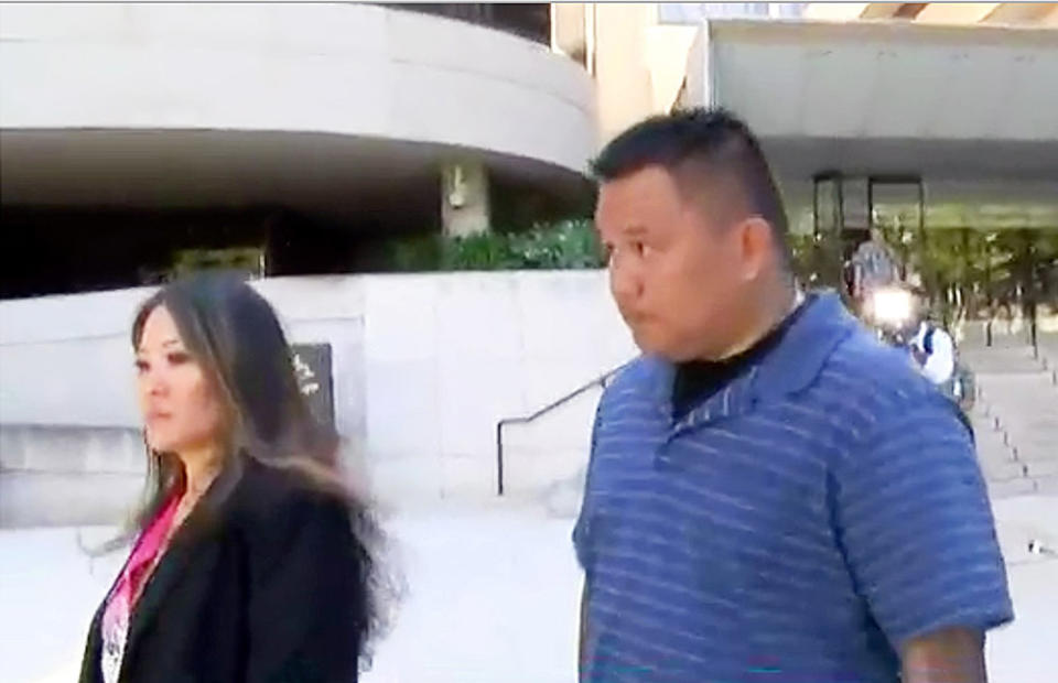 Image: Honolulu police officer John Rabago outside federal court in Honolulu. (Hawaii News Now / AP file)