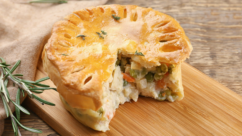 Sliced chicken pot pie