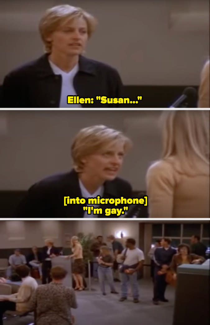 Ellen DeGeneres as Ellen Morgan tells Laura Dern as Susan that she's gay in "Ellen"