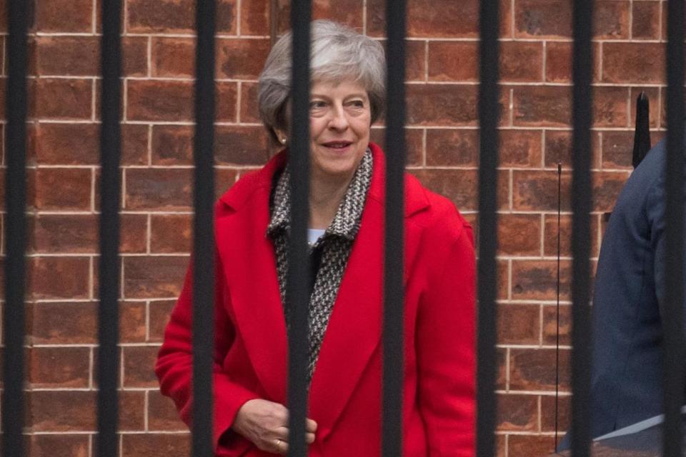 Theresa May at the back door in Downing Street on Friday amid the threat of a leadership challenge (Dominic Lipinski/PA Wire)