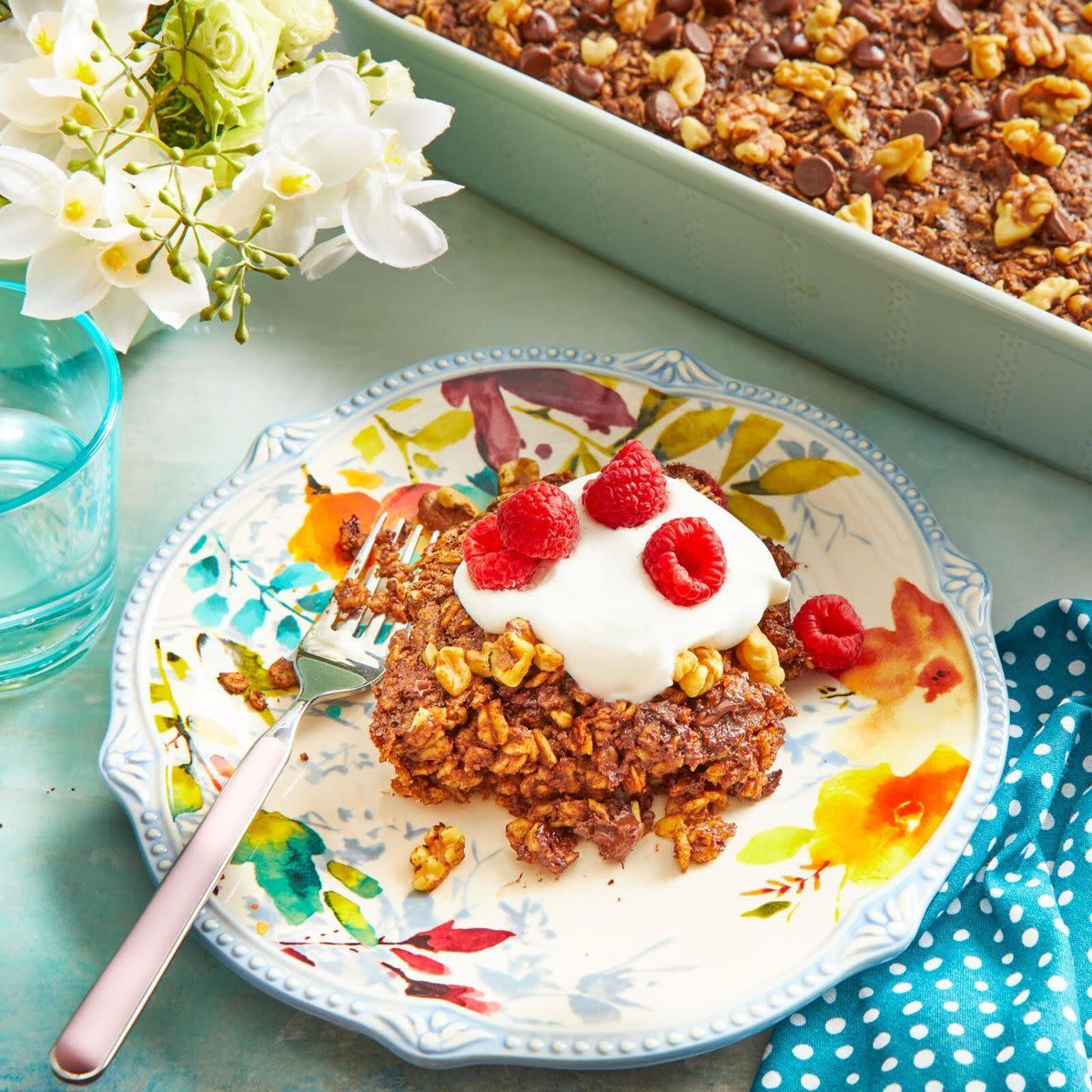 healthy walnut brownie baked oatmeal casserole