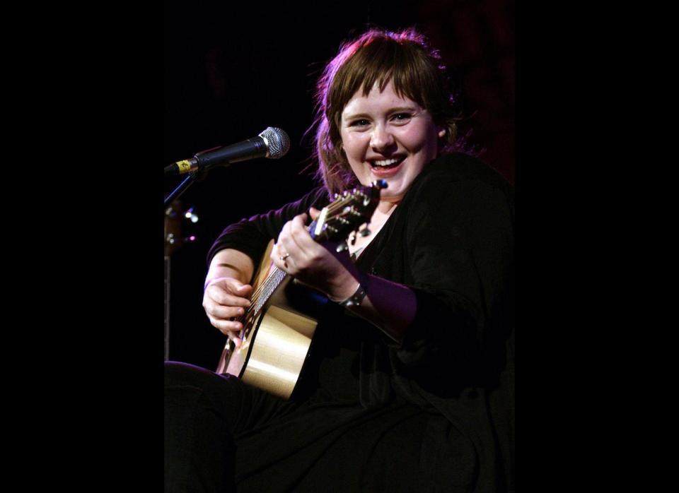 Adele performing on stage at the Union Chapel 