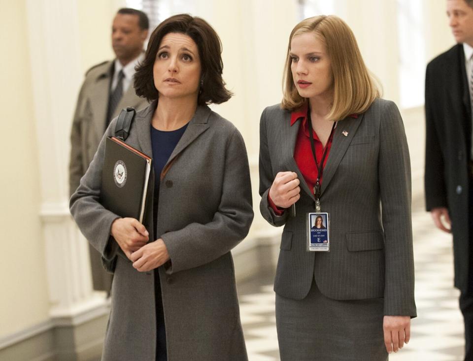 Julia Louis-Dreyfus, left, and Anna Chlumsky in the comedy series "Veep."