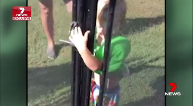 A disturbing video has emerged showing a four-year-old effortlessly opening a pool gate, in just seconds. Source: 7 News