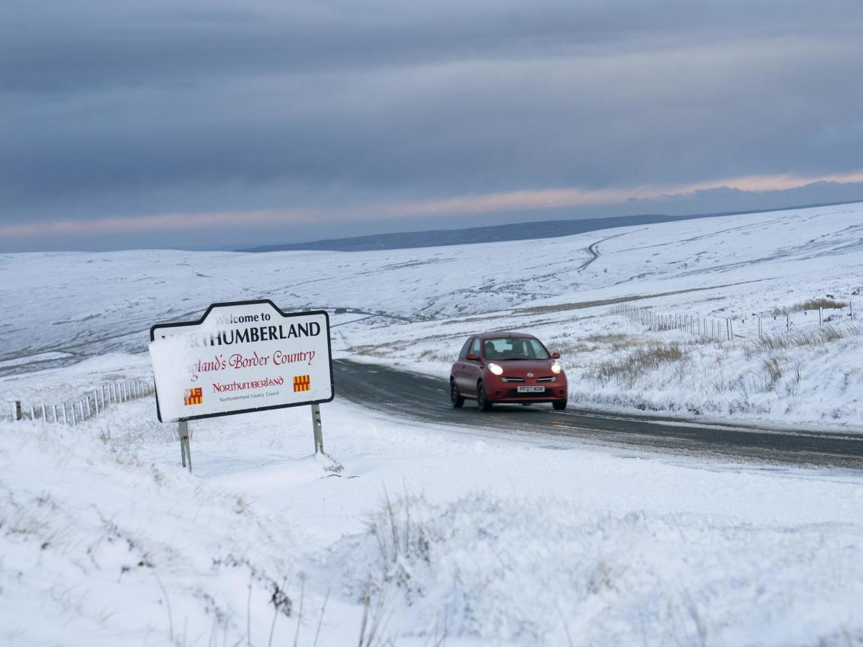 Snowfall on the Northumberland border: Owen Humphreys/PA Wire/PA Images