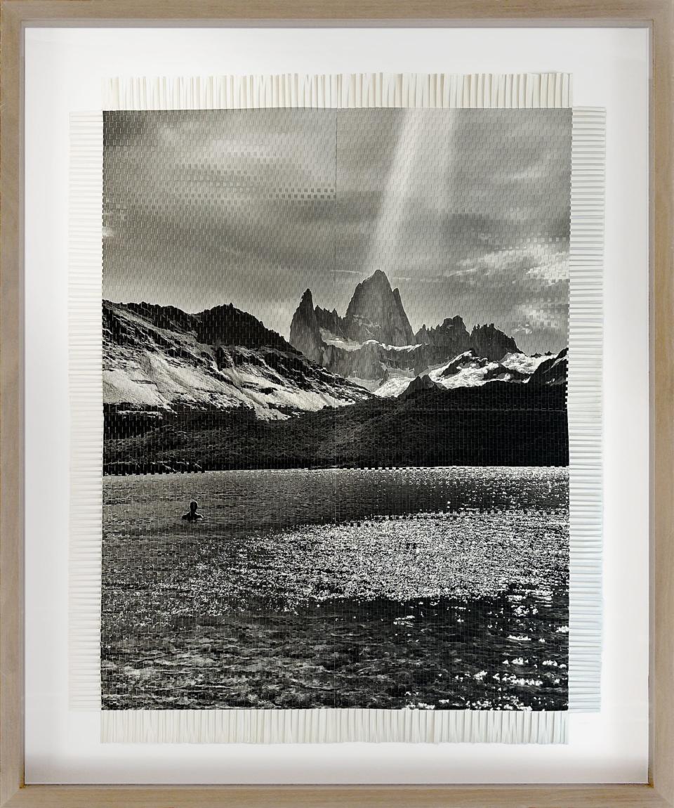 "Fitz Roy Patagonia" is a self-portrait of Marcelo Bengoechea plunging into a freezing cold glacier lake in Patagonia. A series of Bengoechea photographs will be on display Feb. 17 at Super Simple in Palm Springs, Calif.