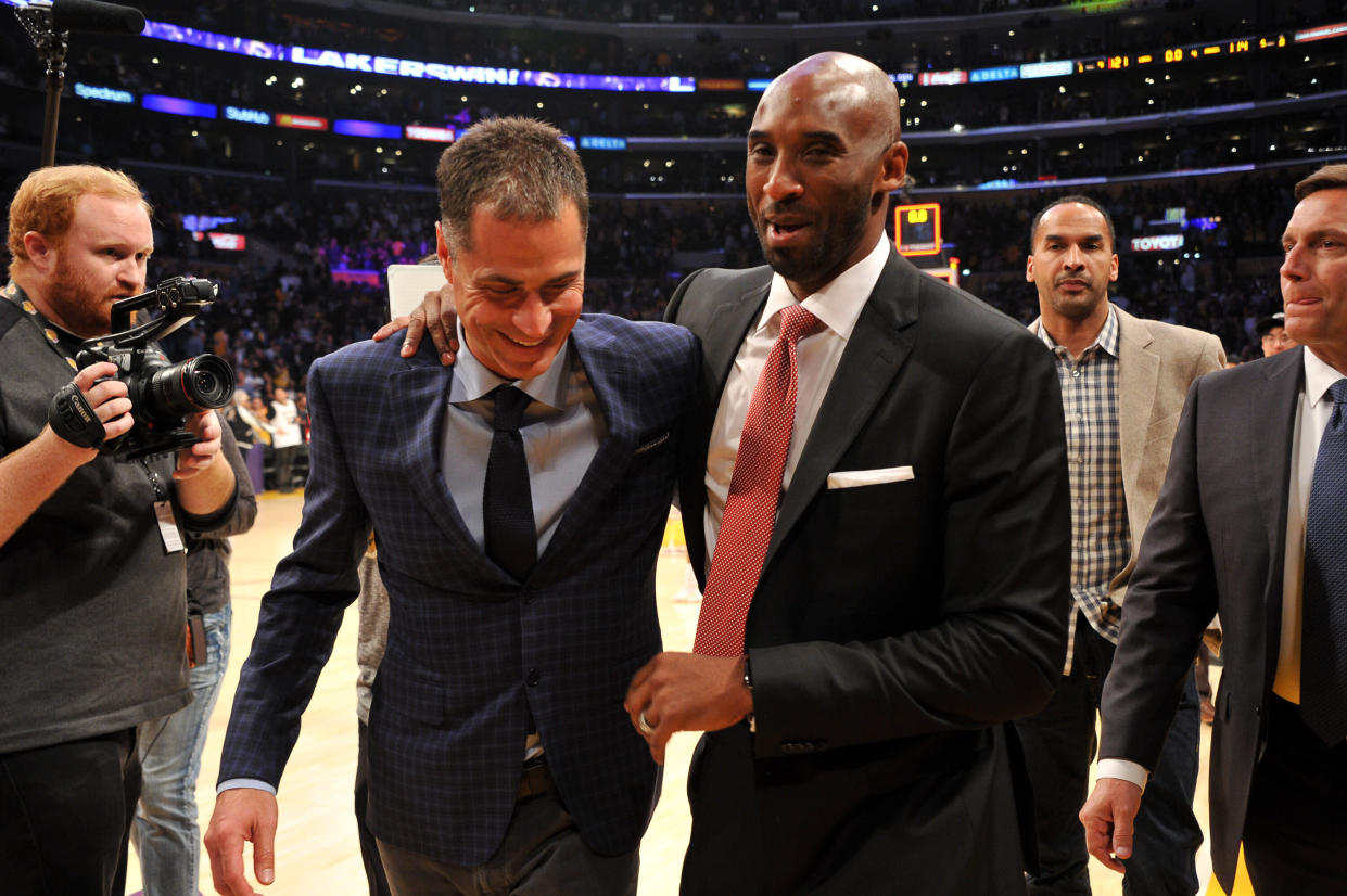 Tuesday's reports begs the question of why Rob Pelinka would make up the Kobe Bryant-Heath Ledger story. (Getty)