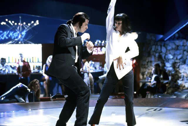 <p>Miramax/Buena Vista/Kobal/Shutterstock </p> A movie still of John Travolta and Uma Thurman in the 1994 movie 'Pulp Fiction'