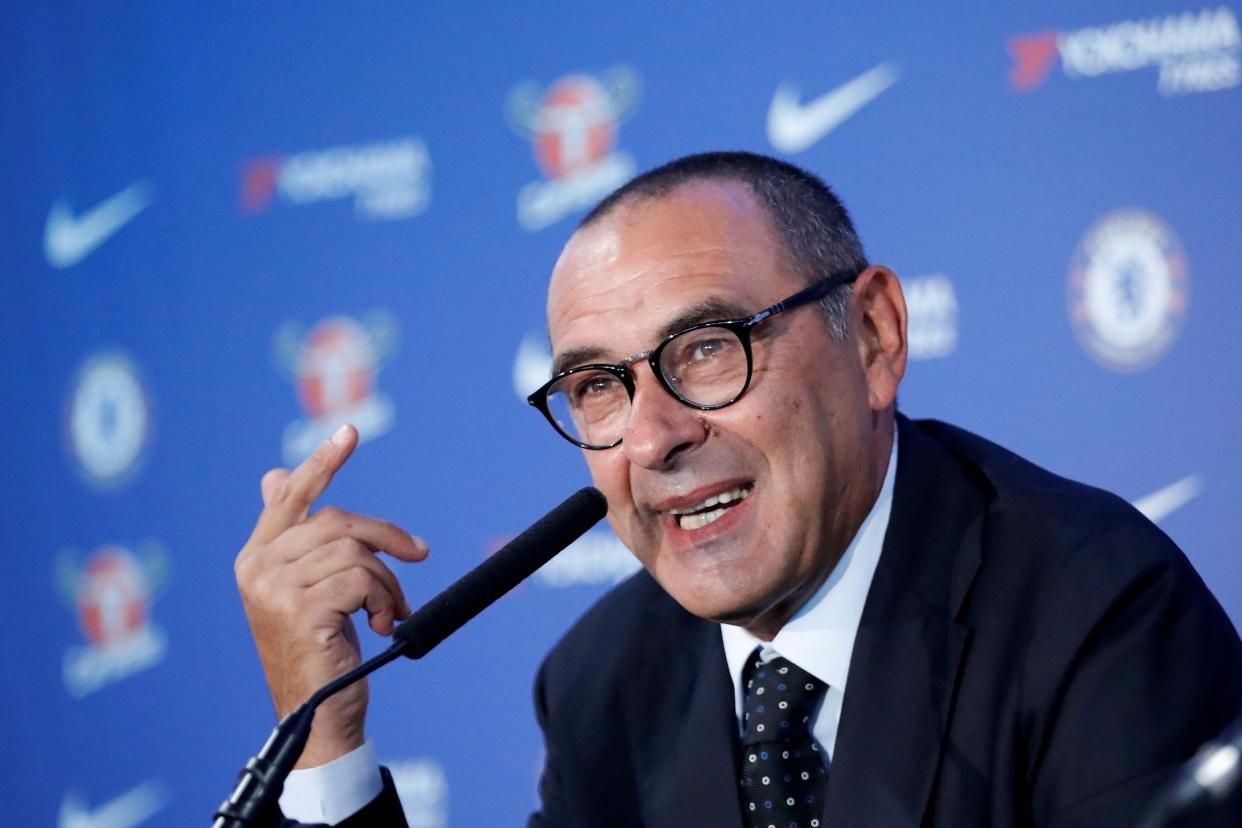 Pitch perfect: Chelsea’s hierarchy will have been pleased with Sarri’s tone: AFP/Getty Images